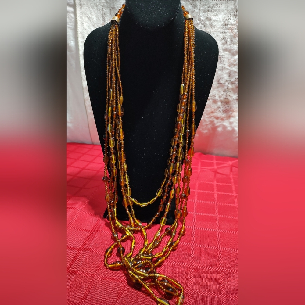 Vintage Czech glass multi layered heavy glass necklace